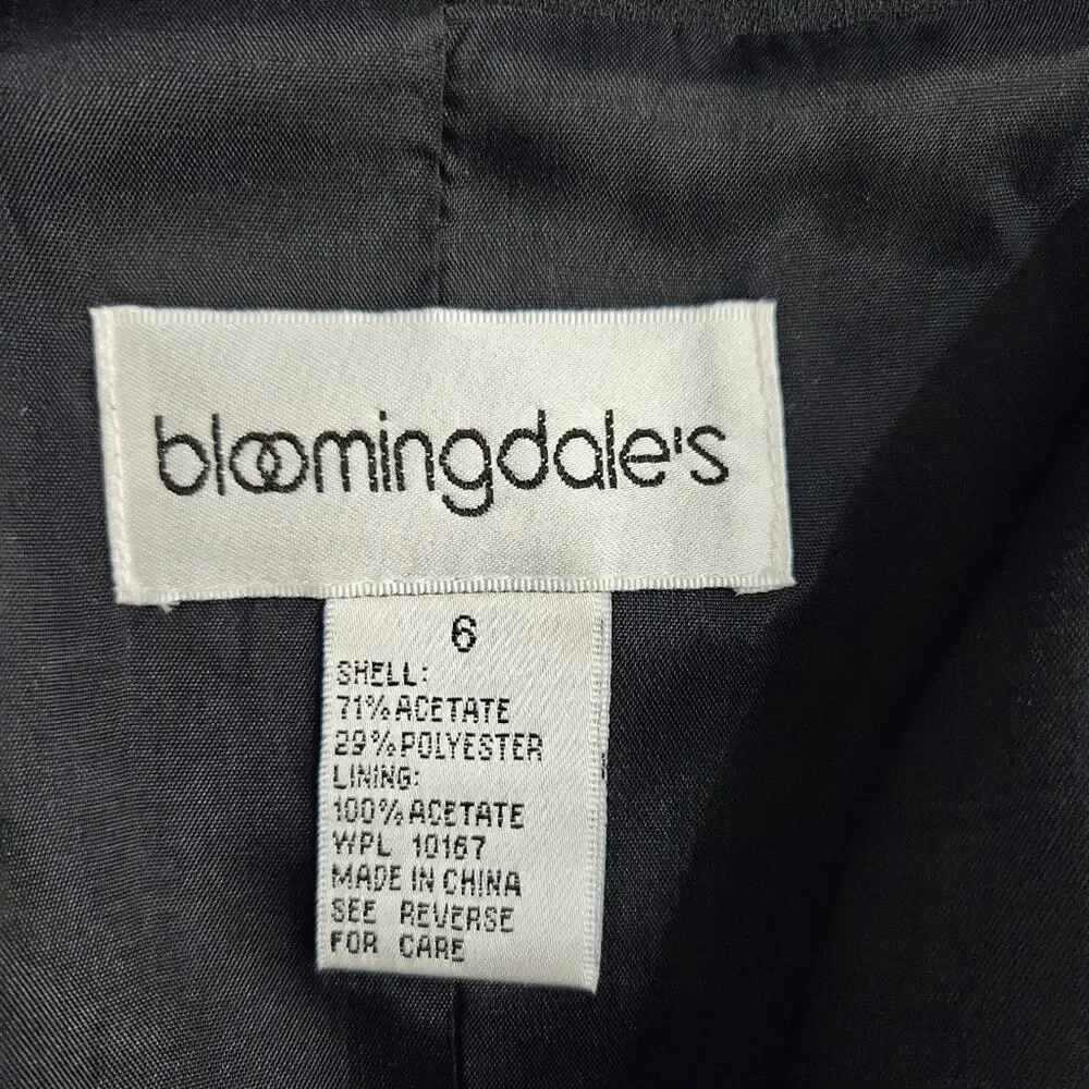Bloomingdale’s Black Tie Front Blazer Jacket Womens Size 6 Academia Goth Minimal